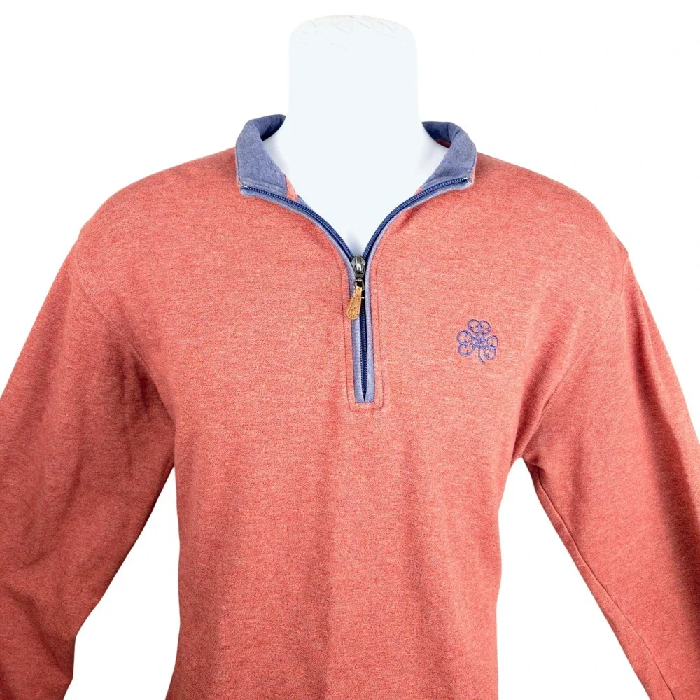 Johnnie-O Sully Quarter-Zip Pullover Mens Large Malibu Red JMKO1460 Heathered